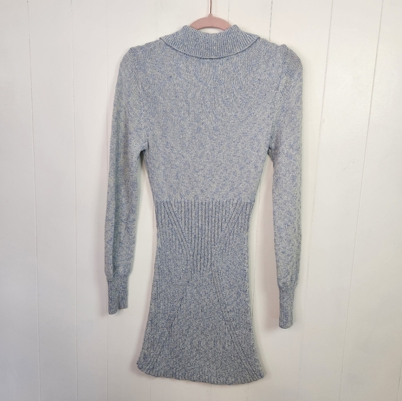 Free People Mont Blanc Mini Dress Blue Womens Medium Sweater Knit Boho Winter - Picture 7 of 13